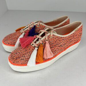 Keds Womens WF61063 Coral Orange Lolita Mia Tassel Tweed Size 8.5 Sneakers